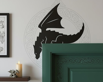 Dragon Door Topper, Dragon Silhouette Metal Entryway Art, Fantasy Door Sign, Mythical Creature Decor, Dragon Metal Sign, Dragon Arch Decor