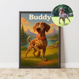 Custom Cartoon Pet Portrait from Photo, Personalized Pet Illustration, Wall Art for Pet Lovers, Unique Pet Lover Gift, Digital Downloads