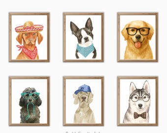 Watercolor Dog Prints: Nursery & Kids Room Decor (Digital Download Set of 6 JPEGs)