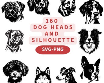 Dog Breed SVG Bundle: 160+ Dog Head Silhouettes for Cricut