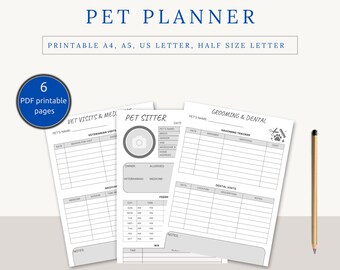 Printable Pet Care Planner: Pet Sitter Notes & Health Tracker (PDF Download)