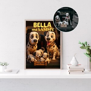 Gepersonaliseerde cartoon huisdier portret, aangepaste cartoon hondenportret, huisdier illustratie, kunst aan de muur voor dierenliefhebbers, cadeau huisdier minnaar, digitale downloads