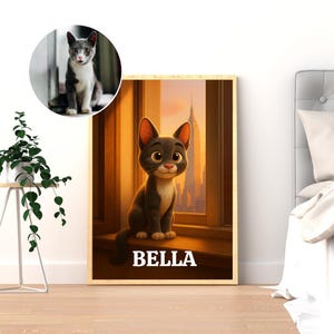Retrato de mascota personalizado, retrato de gato o perro, retrato de mascota personalizado, arte de pared para amantes de las mascotas, regalo para amantes de los gatos.