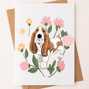 Basset Hound Greeting Card: Hand-Drawn Dog Thank You Card