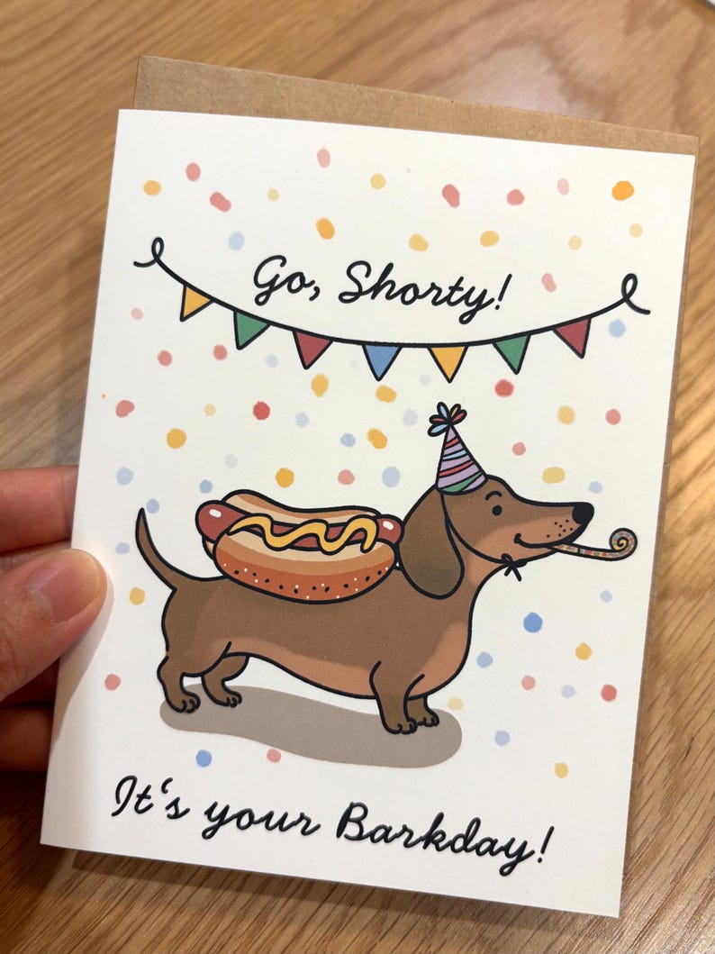 Funny Dachshund Birthday Card: Wiener Dog in Hotdog Costume, Pun Card ...