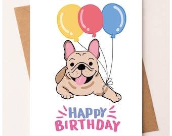 French Bulldog Birthday Card, Funny Frenchie Card, Birthday Card for Dog Lover