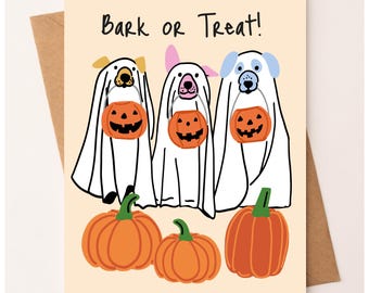 Halloween Labrador Card – Trick or Treat Card - Jack O Lantern Halloween Card - Cute Dog Halloween Greeting Card - Funny Autumn Dog Card
