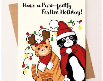 Cat Christmas Card, Funny Cat Holiday Card, Cute Christmas Card for Cat Lovers, Festive Cat Christmas Card, Cat Lover Gift
