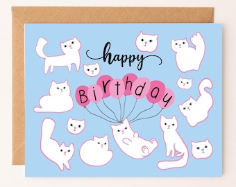 Funny Cat Birthday Card - Cats Lover Gifts - Cat Greeting Card