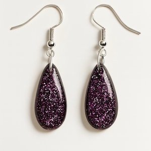 Purple Resin Earrings with Glitter