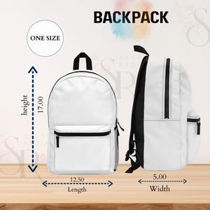 Backpack Size Chart Mockup: Digital Template for Etsy Sellers (JPG Download)