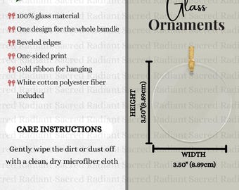 Glas Ornament Größentabelle Vorlage Digitaler Download für POD Verkäufer Urlaub Ornament Produkteigenschaften für Etsy & Shopify Listings