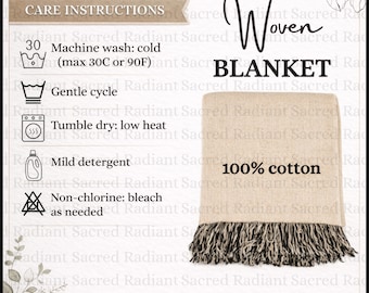 Woven Blanket Care Instructions Template for POD Sellers Woven Blanket Mockup Woven Throw Blanket Printify Blanket Digital Download