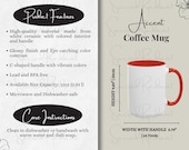 Accent Coffee Mug Mockup Template 11oz Digital Download PNG High-Res White Ceramic Mug with Colored Handle for Product Display