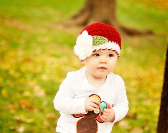 Girls Christmas Hat / Girls Winter Hat / Girls Beanie / Crochet Girls Hat / Hats For Girls / Baby Girl Hat / Toddler Girl Hat / Girls Hat