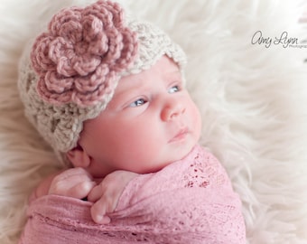 New Grandchild Gift - Newborn Girl Hat - Girl Baby Shower - Baby Girl Crochet Hat - Grandbaby Gift - Grandchild Present - Baby Girl Hat