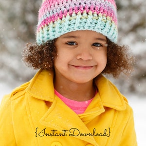 Crochet Girls Hat Pattern / Ribbed Brim Hat Pattern / the Madison ...