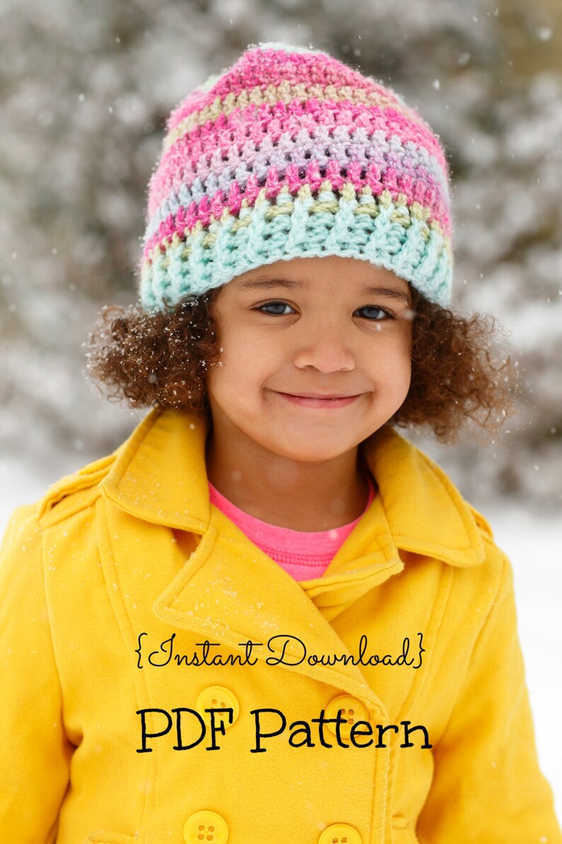 Crochet Hat Pattern / Ribbed Brim Hat Pattern / The Madison Beanie Pattern / Sizes Newborn to Preteen image 4