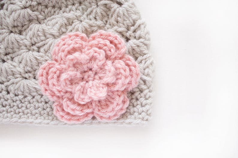 Newborn Girl Hat / Crochet Girls Hat / Girls Beanie / Baby Shower Gift Girl / Baby Girl Hat / Girls Winter Hat / Toddler Girl Hat image 2