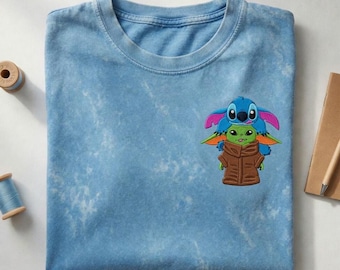 Star Wars Grogu Embroidered Shirt, Cute Baby Yoda Wash Tee, Mandalorian Disney World Gift, Walt Disney Marvel Tee