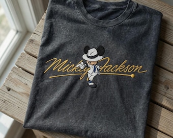 T-shirt brodé Mickey Jackson, parodie Michael Jackson, t-shirt Moonwalk, col rond de la culture pop rétro