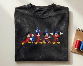 Fantasia Sorcerer Mickey Embroidered Wash Shirt, Walt Disney Fantasia Mickey Shirt, Fantasia Mickey Tee, Disneyland Trip, Fantasmic Shirt