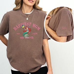 Happiest Mom Ariel Embroidered T-Shirt – Little Mermaid Est 2026 image 9