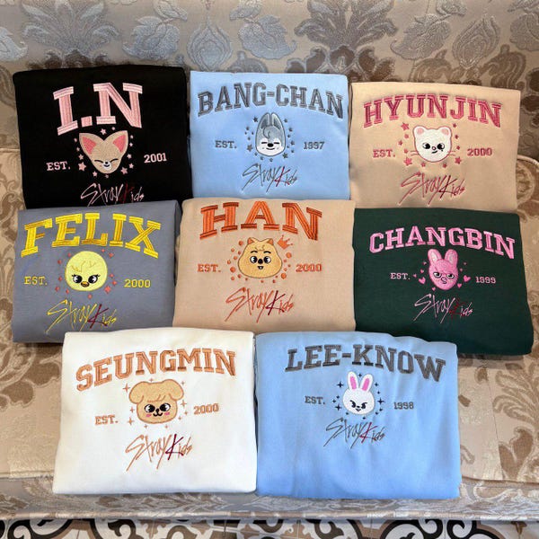 Sudadera bordada con personajes de Stray Kids, ropa para fans del Kpop, tallas para jóvenes y adultos.