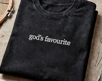 T-shirt brodé préféré de Dieu, t-shirt citation drôle, chemise humour pour adulte, t-shirt tendance pour homme femme