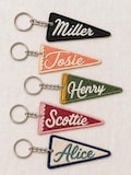 Embroidered Pennant Name Keychain, Personalized Fabric Patch Key Ring, Custom Backpack Tag product logo