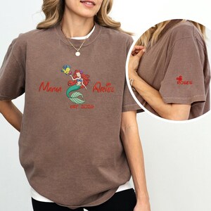 Personalized Ariel Mama Embroidered T-Shirt, Little Mermaid Mom Shirt (EST. 2026) image 7