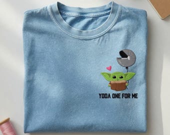 Mandalorian Grogu Embroidered Washed Shirt, Star War Baby Yoda Shirt,  Disneyland Family Trip Shirt