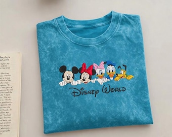 Vintage Micky und Freunde besticktes gewaschenes T-Shirt, Retro Mickey & Co Shirt, Disney Familien Reise Shirt, Disneyland Freund Reise 2026
