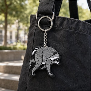 Jimothy Raccoon Embroidered Patch or Keychain, Seattle Trash Panda Bag Accessory