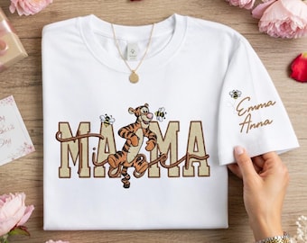 Personalized Tigger Mama Embroidered Shirt, Custom Mother's Day Gift Tee