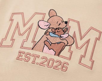 Personalized Winnie Pooh Kanga Mom Embroidered Shirt, Custom Mother's Day Gift Tee