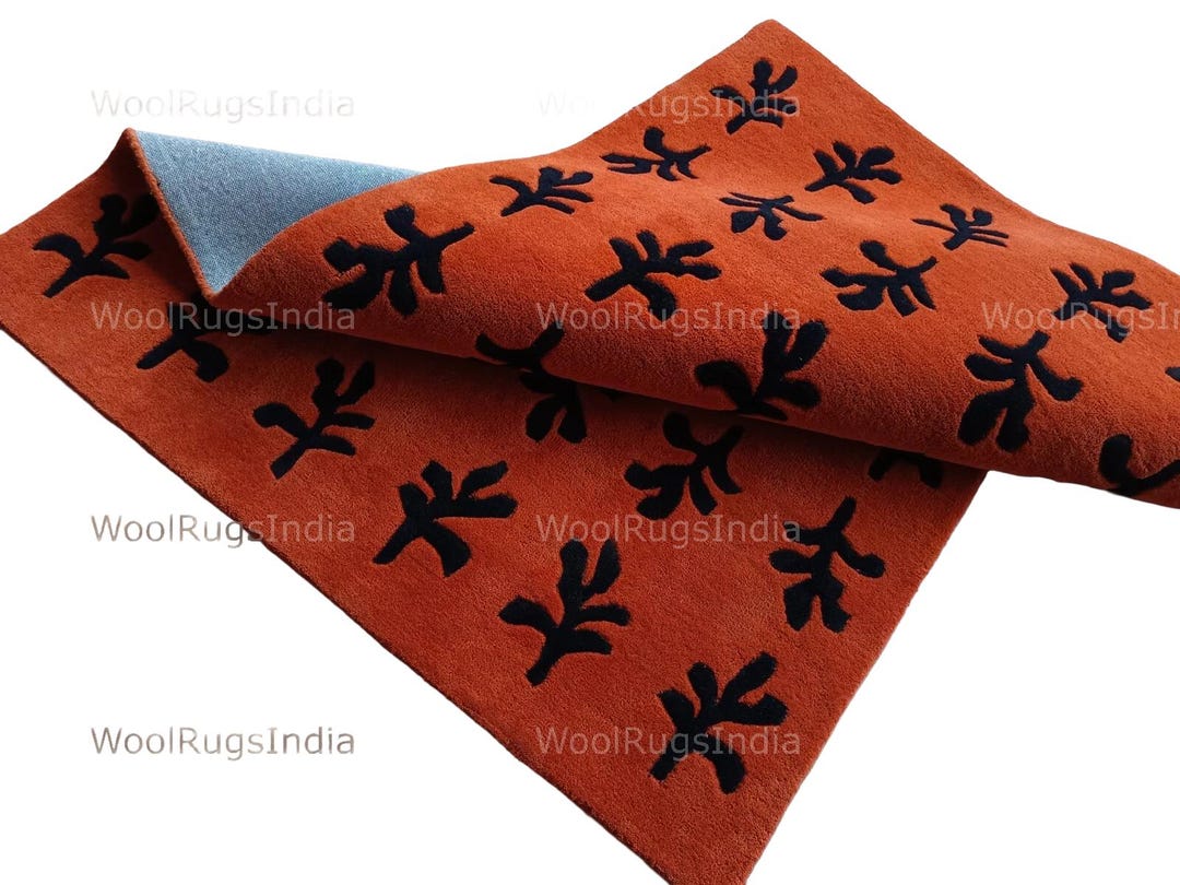 Hand-tufted Wool Rug: Nordic Knot Big Buds, Rust Geometric Pattern - Etsy