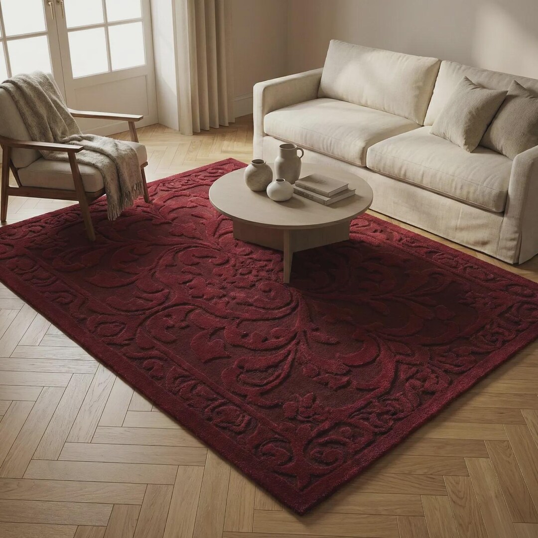 Hand-tufted 3D Floral Rug Premium New Zealand Wool Textured Carpet - Etsy