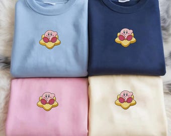 Pink Star Embroidered Sweatshirt, Kawaii Pastel Fashion