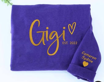 Gigi Embroidered Sweatshirt, Custom Grandma Shirt, Personalized Gigi Gift with Names, Established Year, Mother’s Day Gift