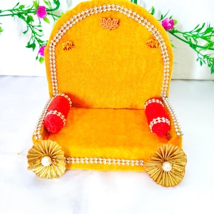 Handmade Velvet Singhasan: Miniature Throne for Laddu Gopal