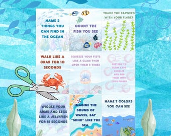 Ocean Calm Down Cards – Printable Mini Cards for Kids’ Calm Corner | Emotional Regulation PDF