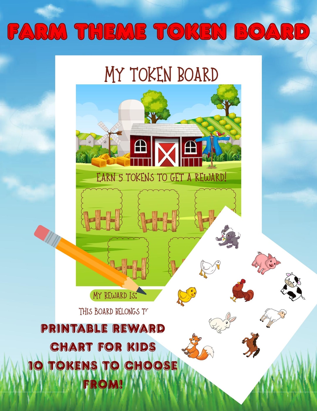 Farm Animal Token Board – Printable Reward Chart for Kids | Positive ...