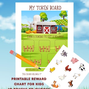 Tokenbord boerderijdieren – afdrukbare beloningskaart voor kinderen | pdf-tool voor positief gedrag