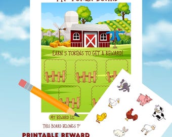 Farm Animal Token Board – Printable Reward Chart for Kids | Positive Behavior Tool PDF