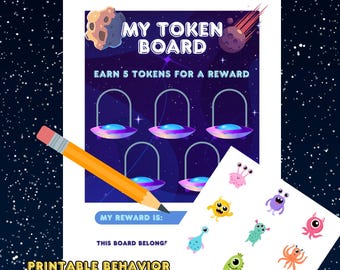 Space Alien Theme Token Board – Printable Reward Chart for Kids | Behavior Tool for Home or Classroom