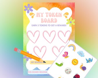 Spring Token Board for Kids – Printable Behavior Chart with Rainbow & Bug Theme | 10 Token Options