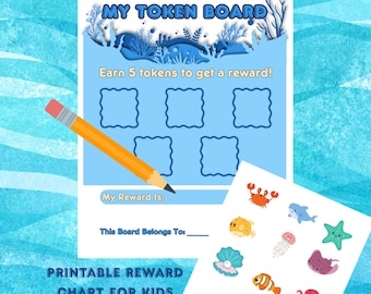 Aquatic Token Board – Printable Reinforcement Chart for Kids | Digital ABA Tool with 10 Sea Creature Tokens