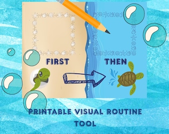 Aquatic First Then Board – Printable Sea Turtle Behavior Chart for Kids | Visual Routine Tool