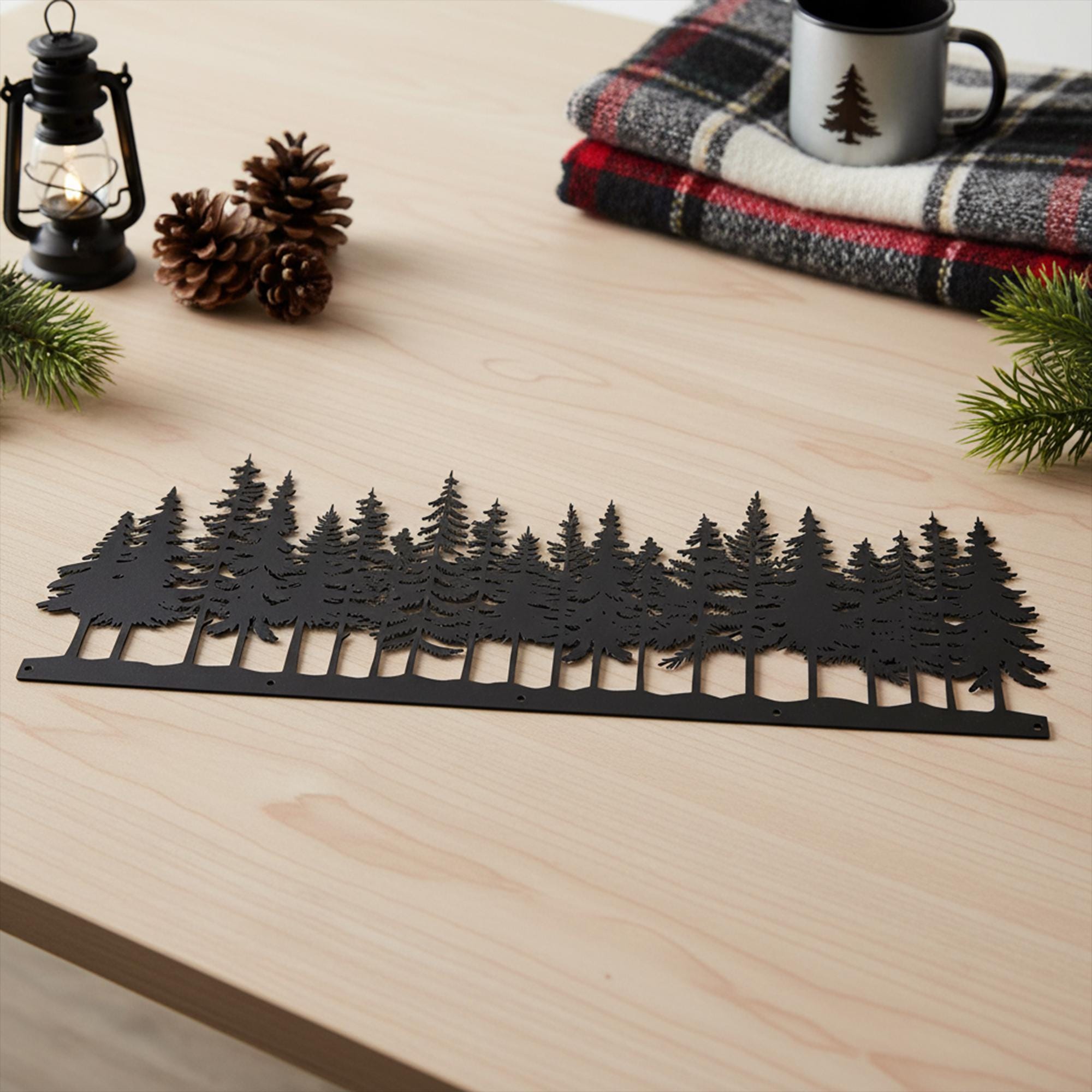 Modern Rustic Pine Tree Metal Wall Art, Cabin Fireplace Wall Art ...